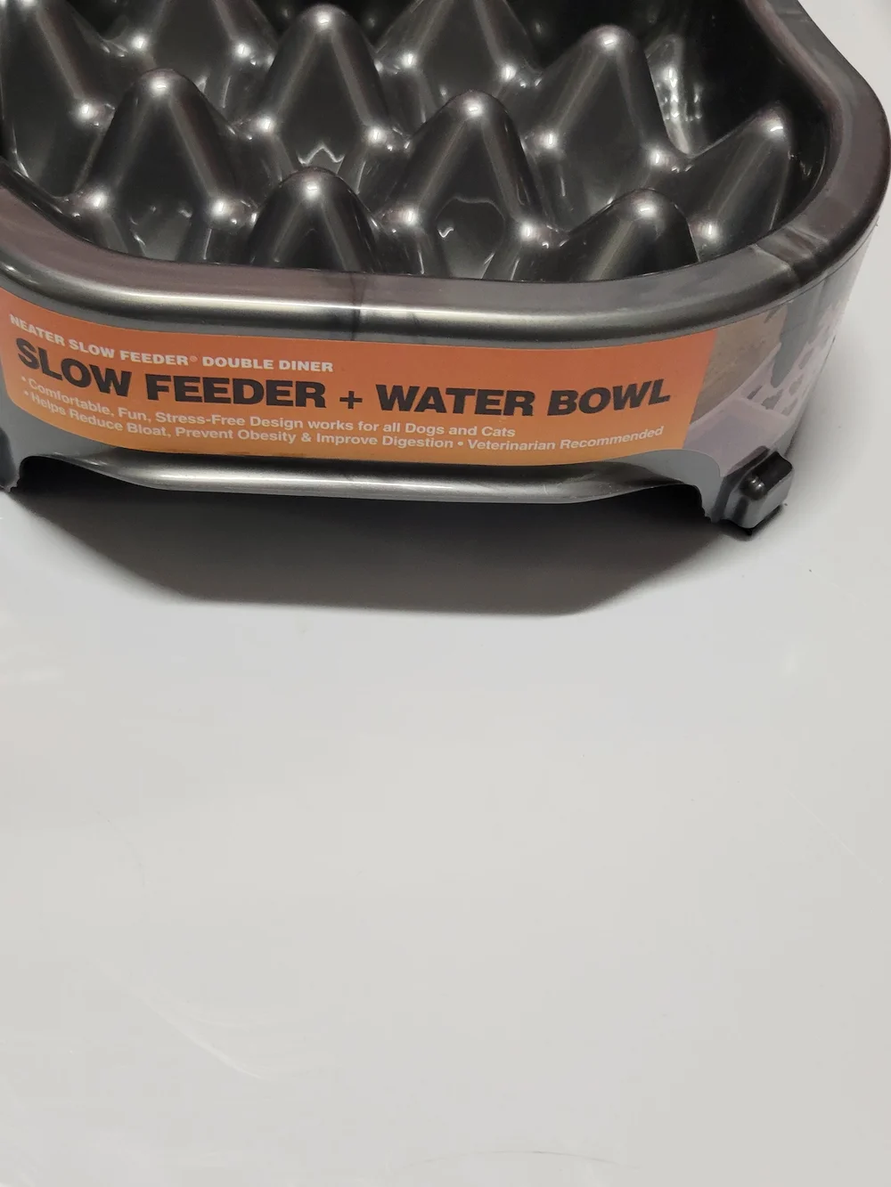Petmate Dual Slow-Feeder and Water Bowl in Charcoal Gray